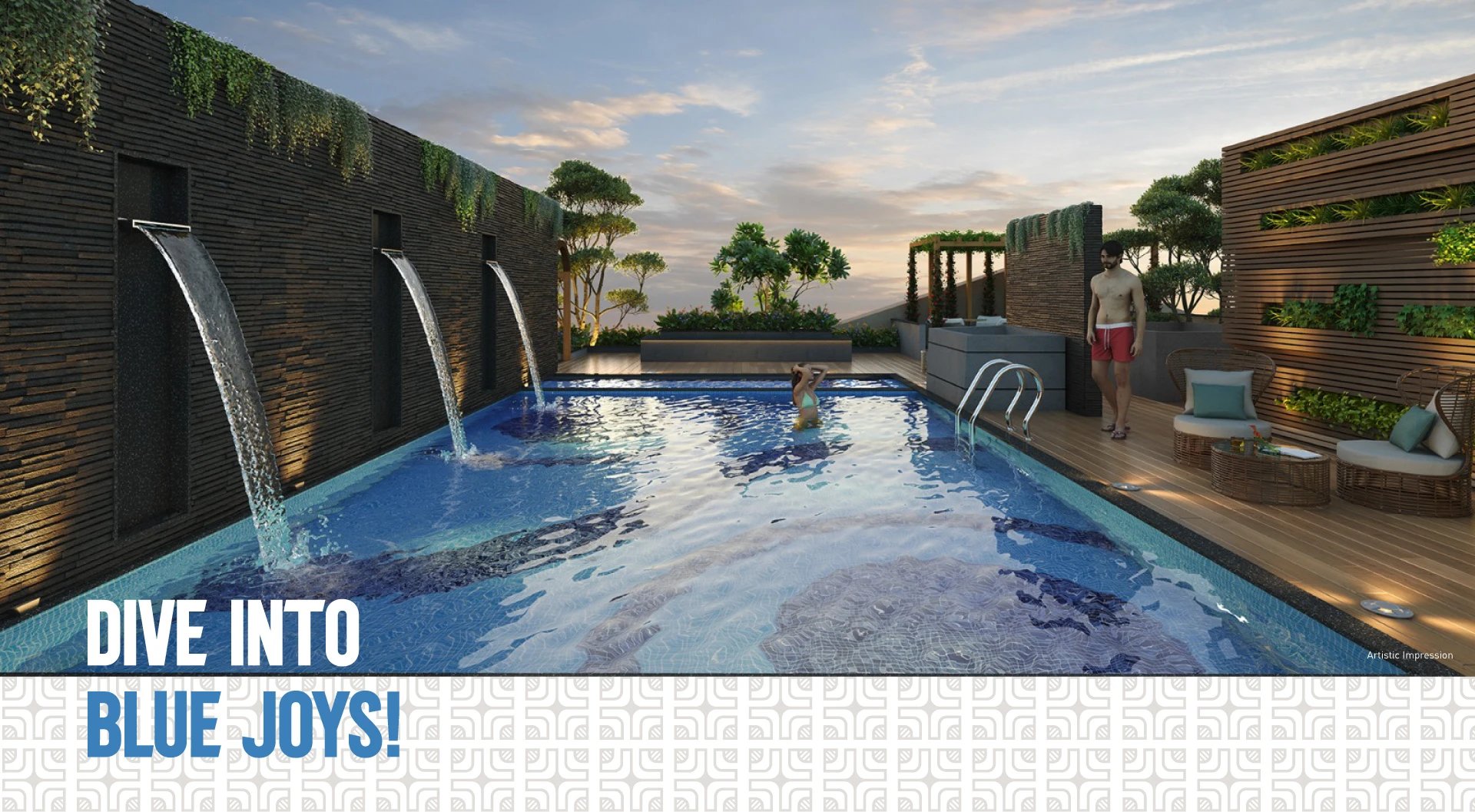 rooftop swimming pool at shilpkaar heritage